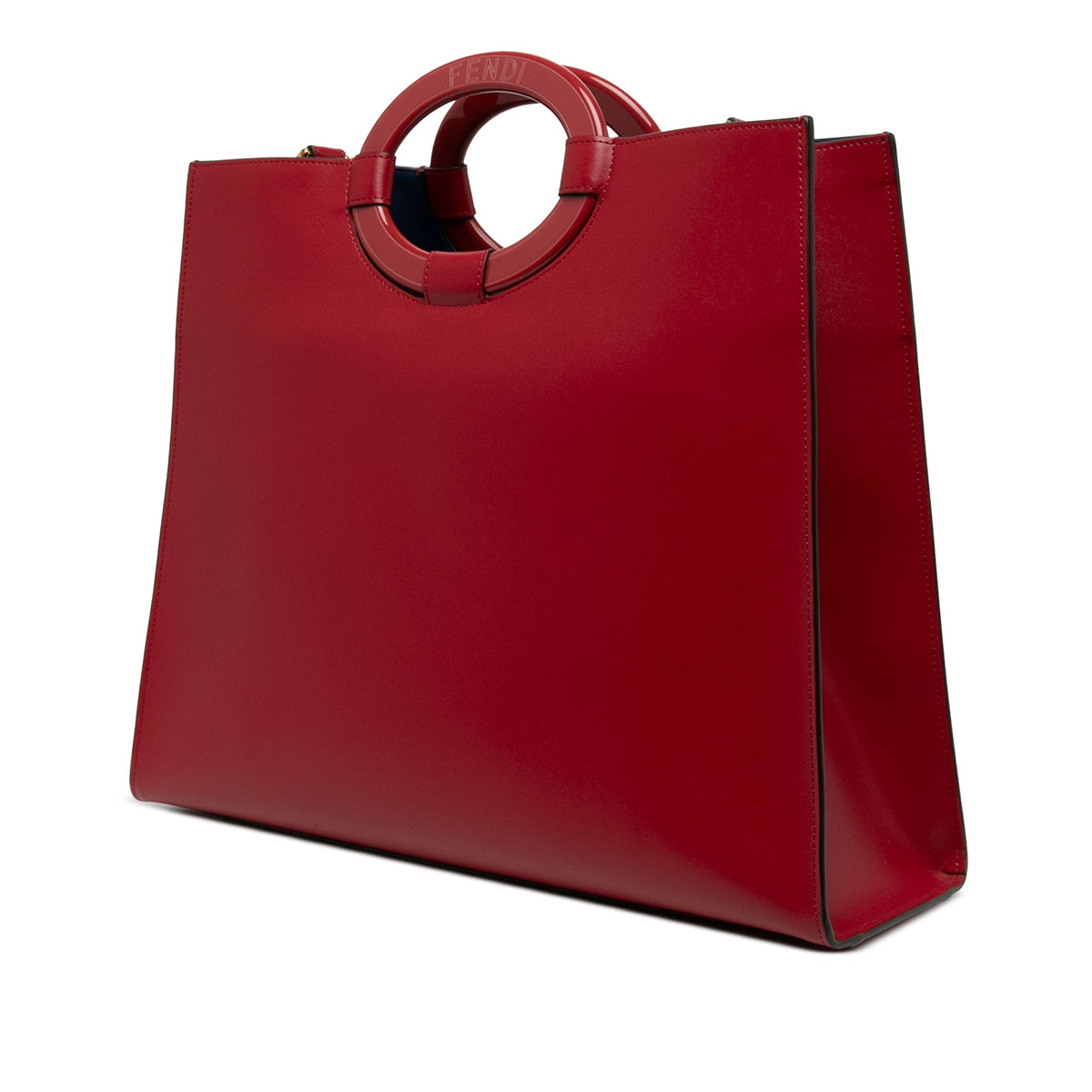Fendi Medium Perforated Leather Runaway Tote — Red