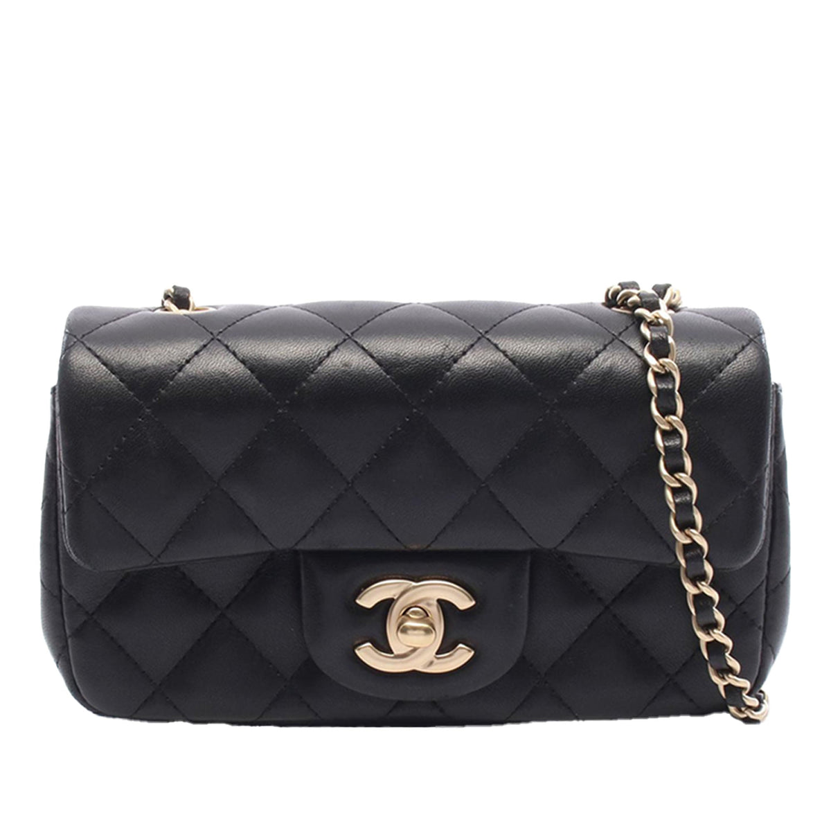 Chanel Extra Mini Rectangular Classic Lambskin Single Flap — Black