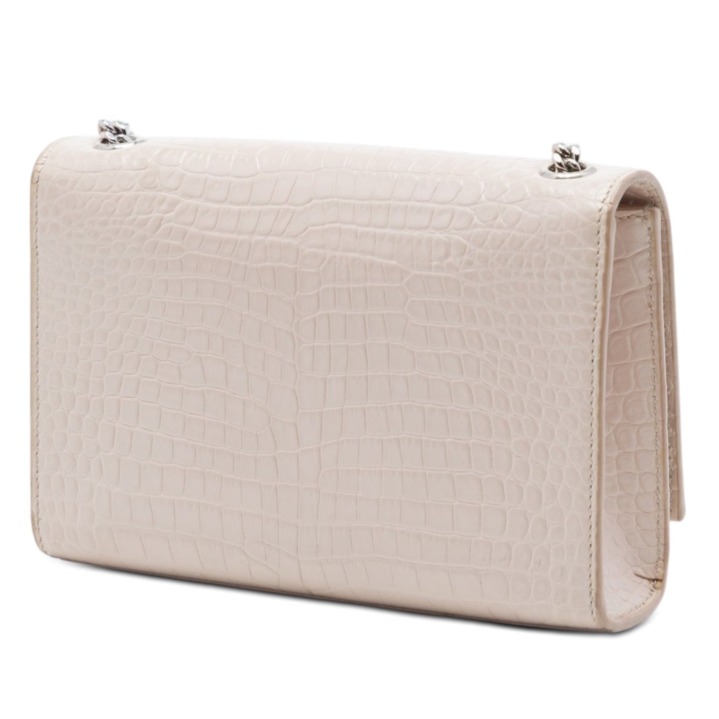 Saint Laurent Medium Croc Embossed Leather Monogram Kate Tassel Crossbody