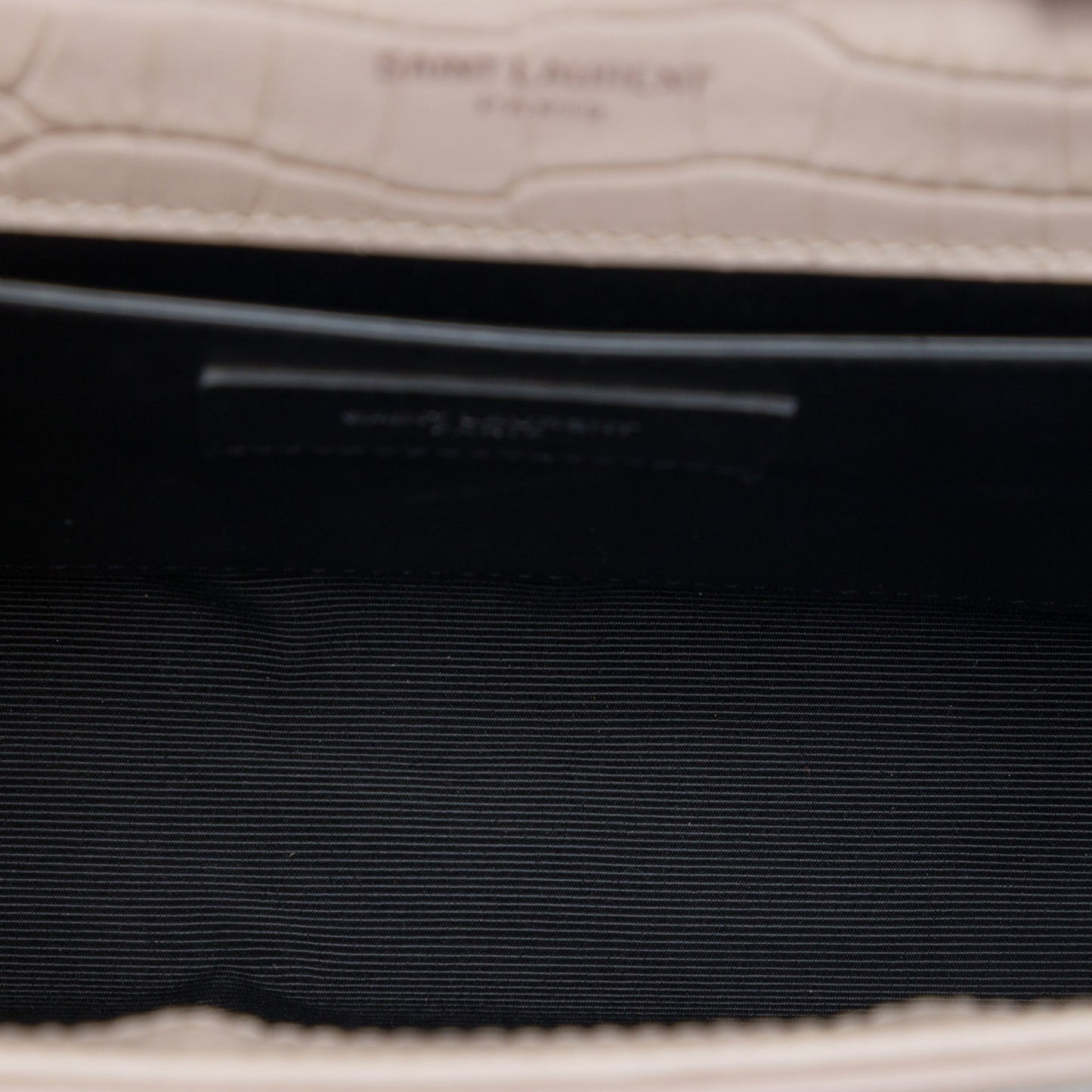 Saint Laurent Medium Croc Embossed Leather Monogram Kate Tassel Crossbody