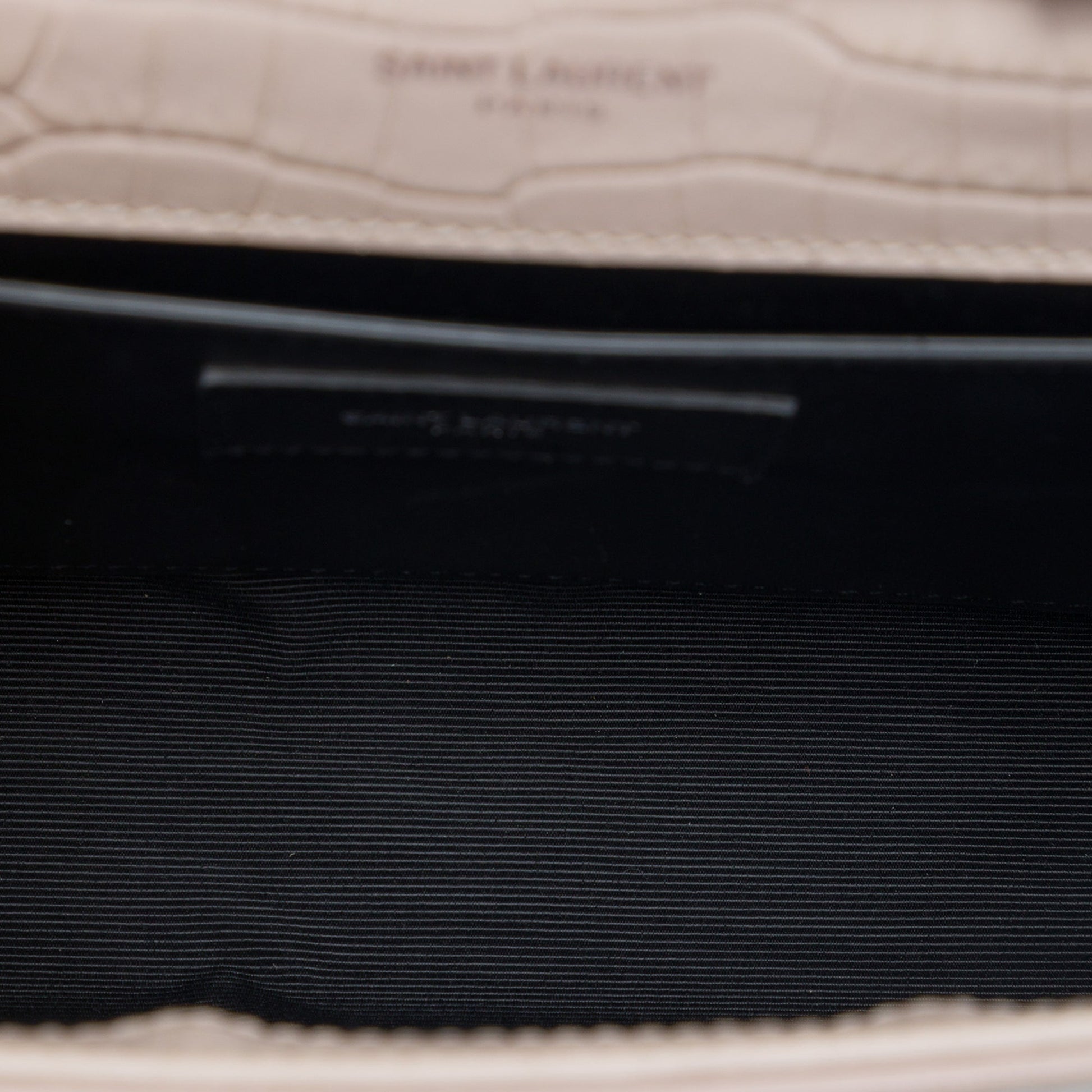 Saint Laurent Medium Croc Embossed Leather Monogram Kate Tassel Crossbody