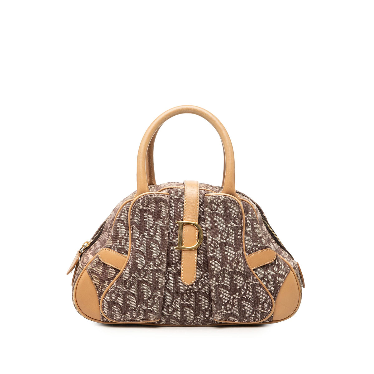 Dior Mini Diorissimo Canvas Double Saddle Bowler Bag