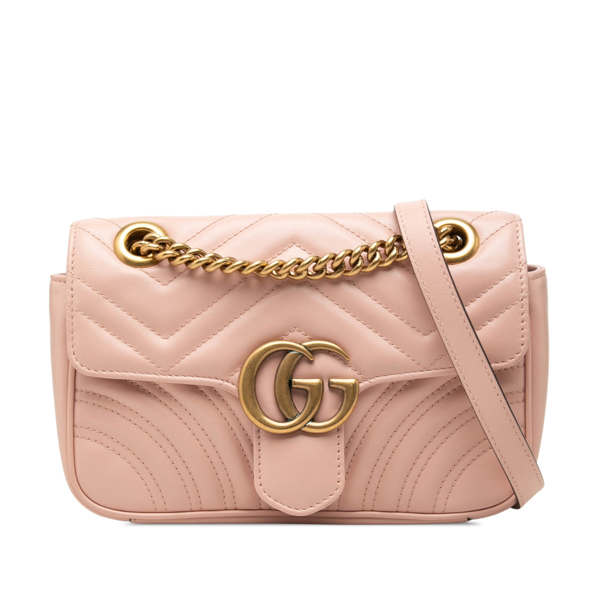 Gucci Small GG Marmont Matelasse Calfskin Shoulder Bag — Pink