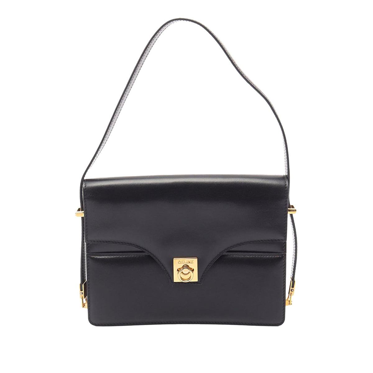 Celine Leather Shoulder Bag — Black