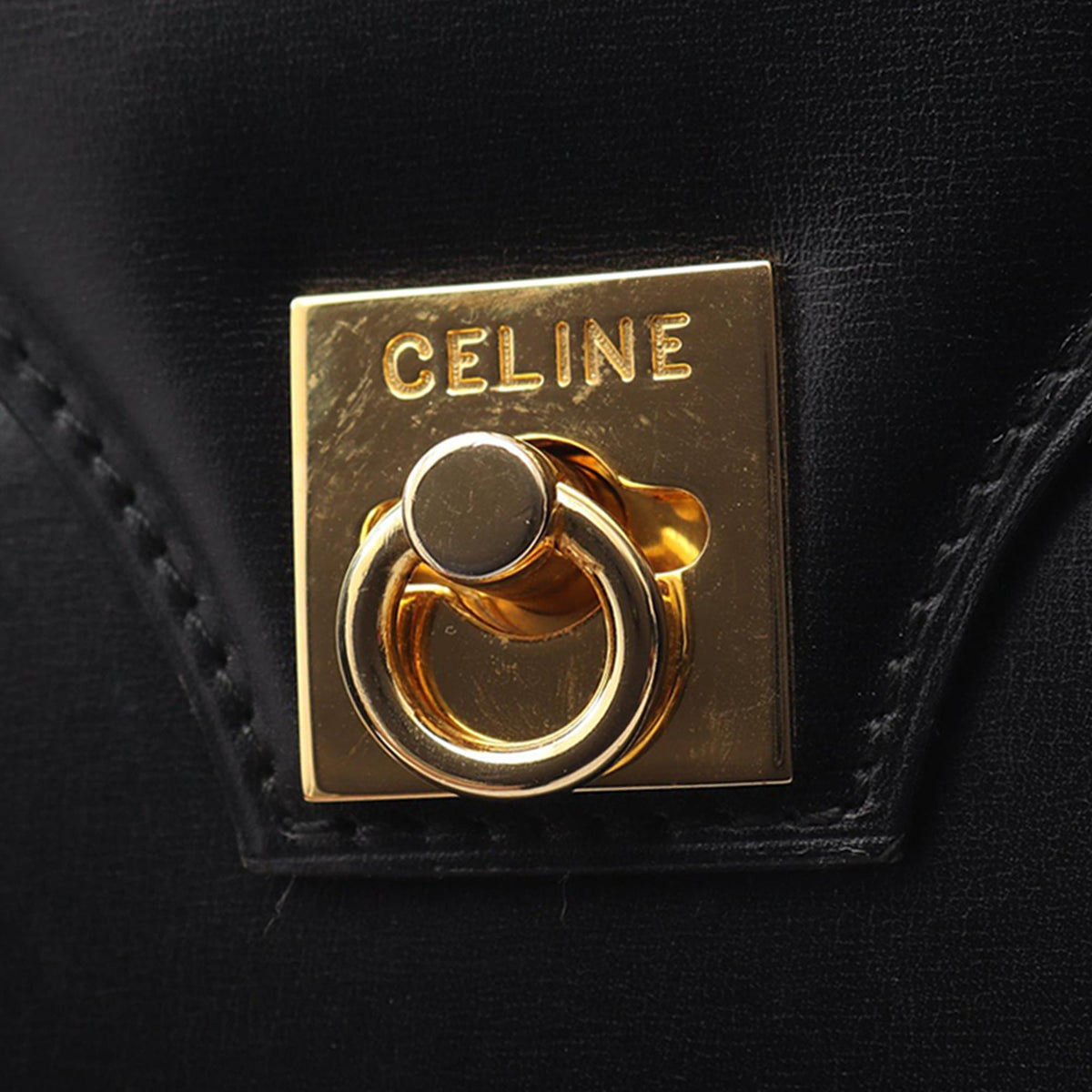 Celine Leather Shoulder Bag — Black