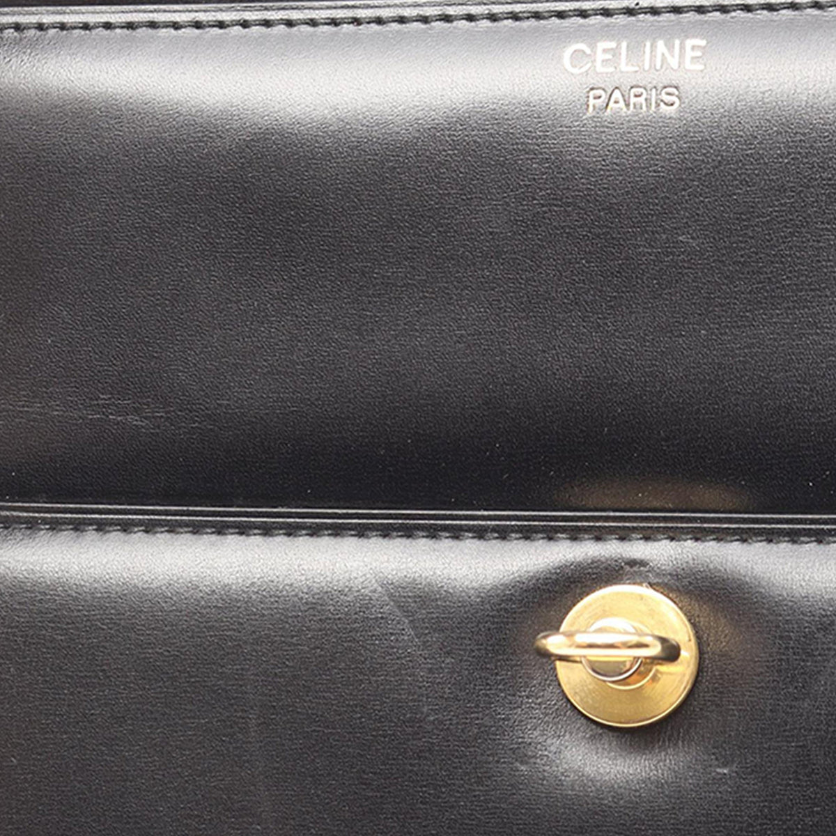 Celine Leather Shoulder Bag — Black