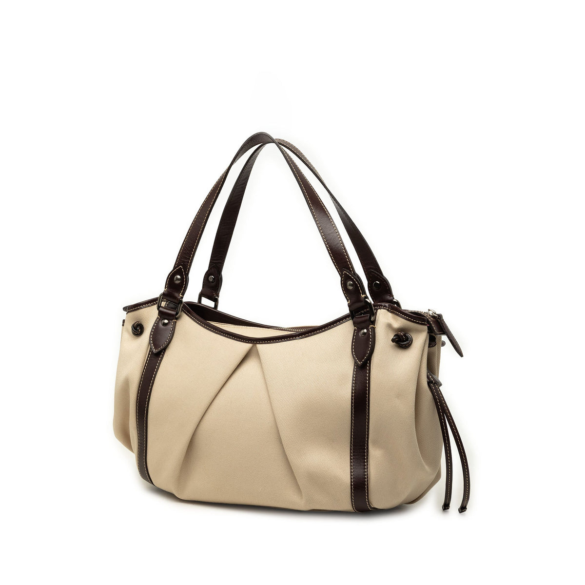 Burberry Leather Trimmed Canvas Tote