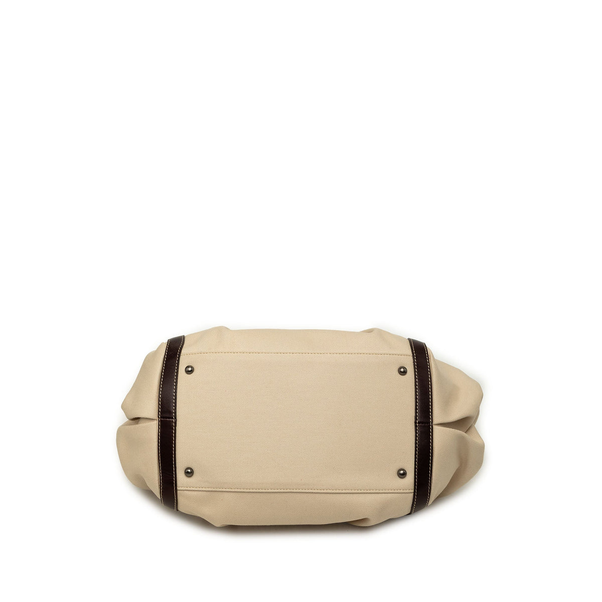 Burberry Leather Trimmed Canvas Tote