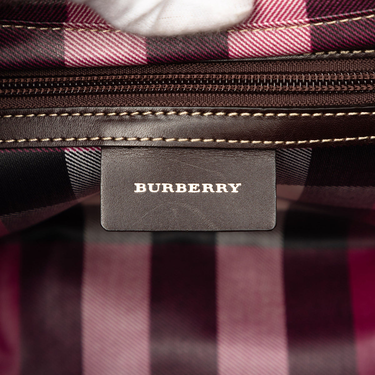 Burberry Leather Trimmed Canvas Tote