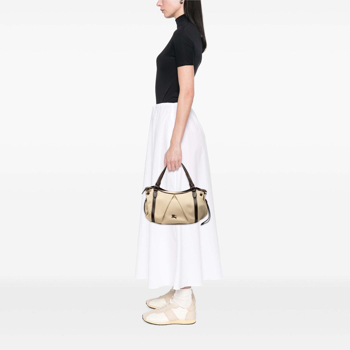 Burberry Leather Trimmed Canvas Tote