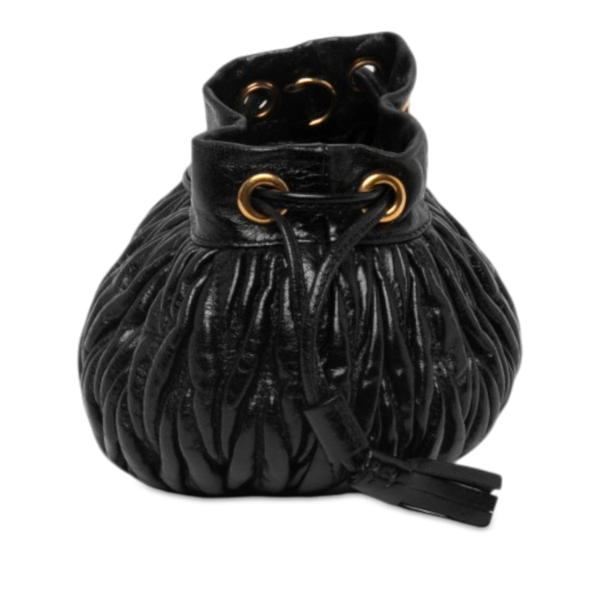 Miu Miu Mini Matelasse Nappa Bucket Bag — Black