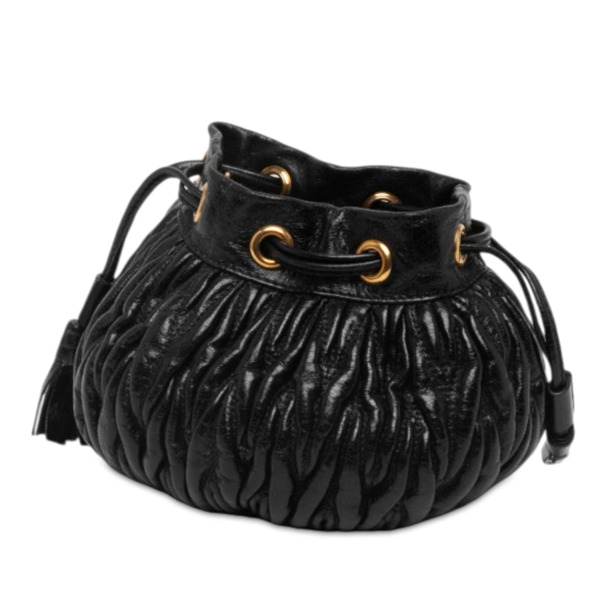 Miu Miu Mini Matelasse Nappa Bucket Bag — Black