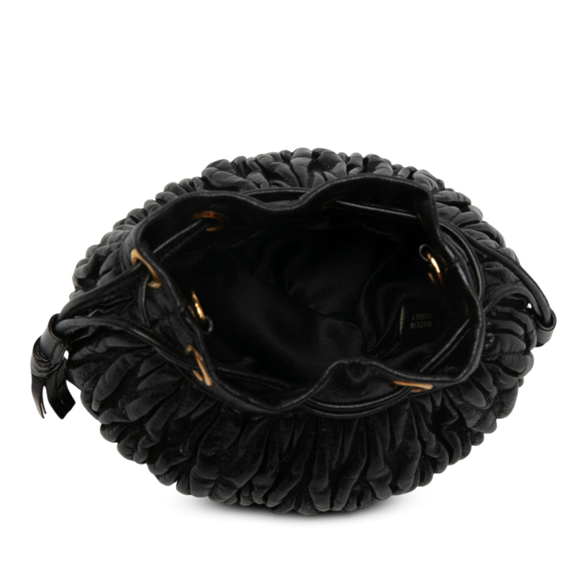 Miu Miu Mini Matelasse Nappa Bucket Bag — Black
