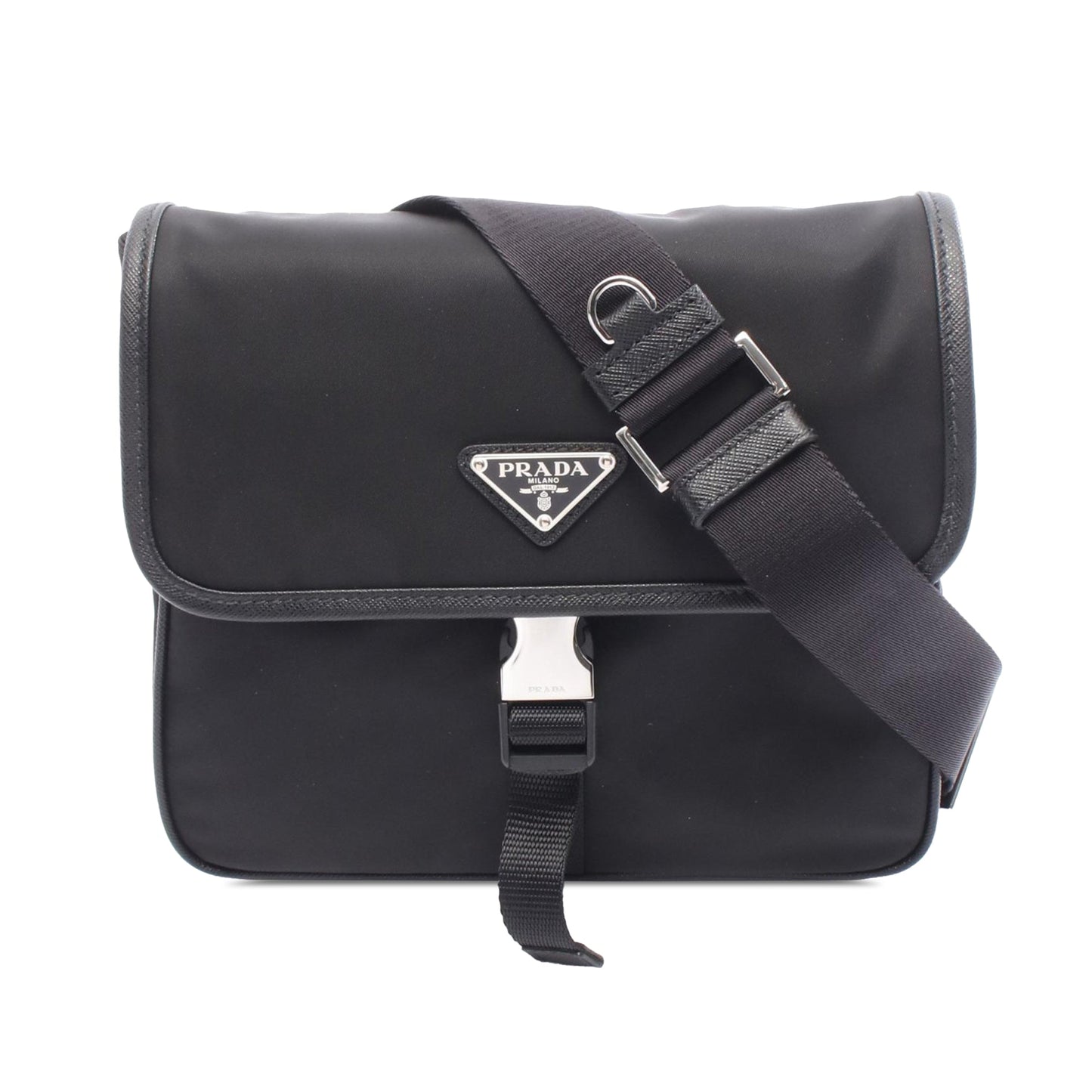 Prada Saffiano Trimmed Tessuto Messenger Bag