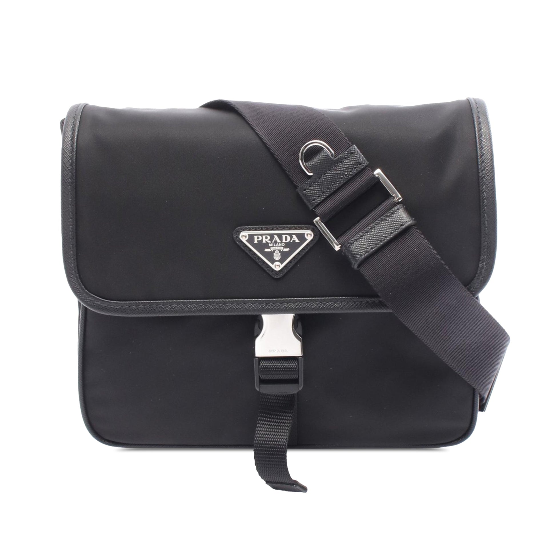 Prada Saffiano Trimmed Tessuto Messenger Bag