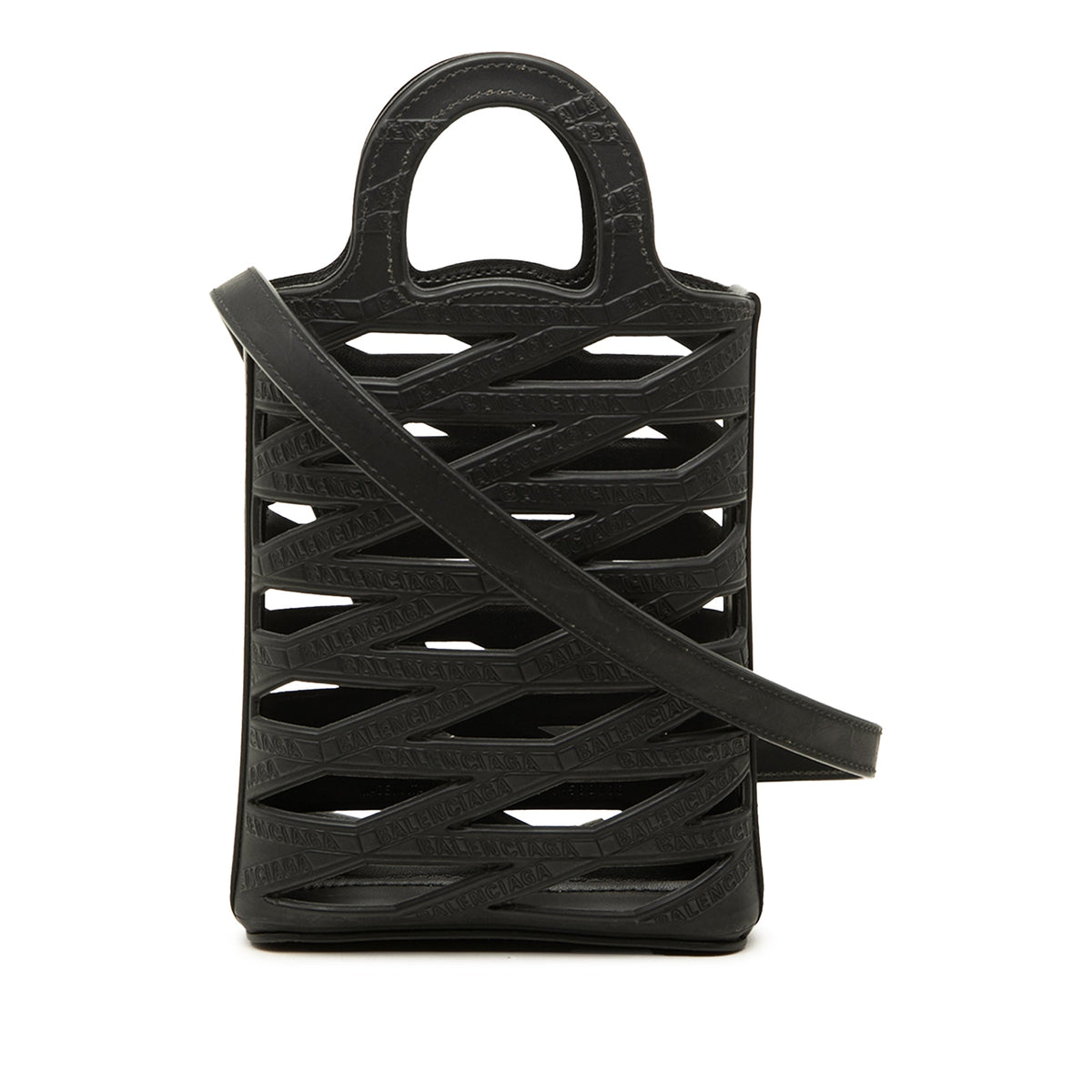 Balenciaga Leather Neo Basket Phone Holder — Black