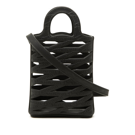 Balenciaga Leather Neo Basket Phone Holder — Black