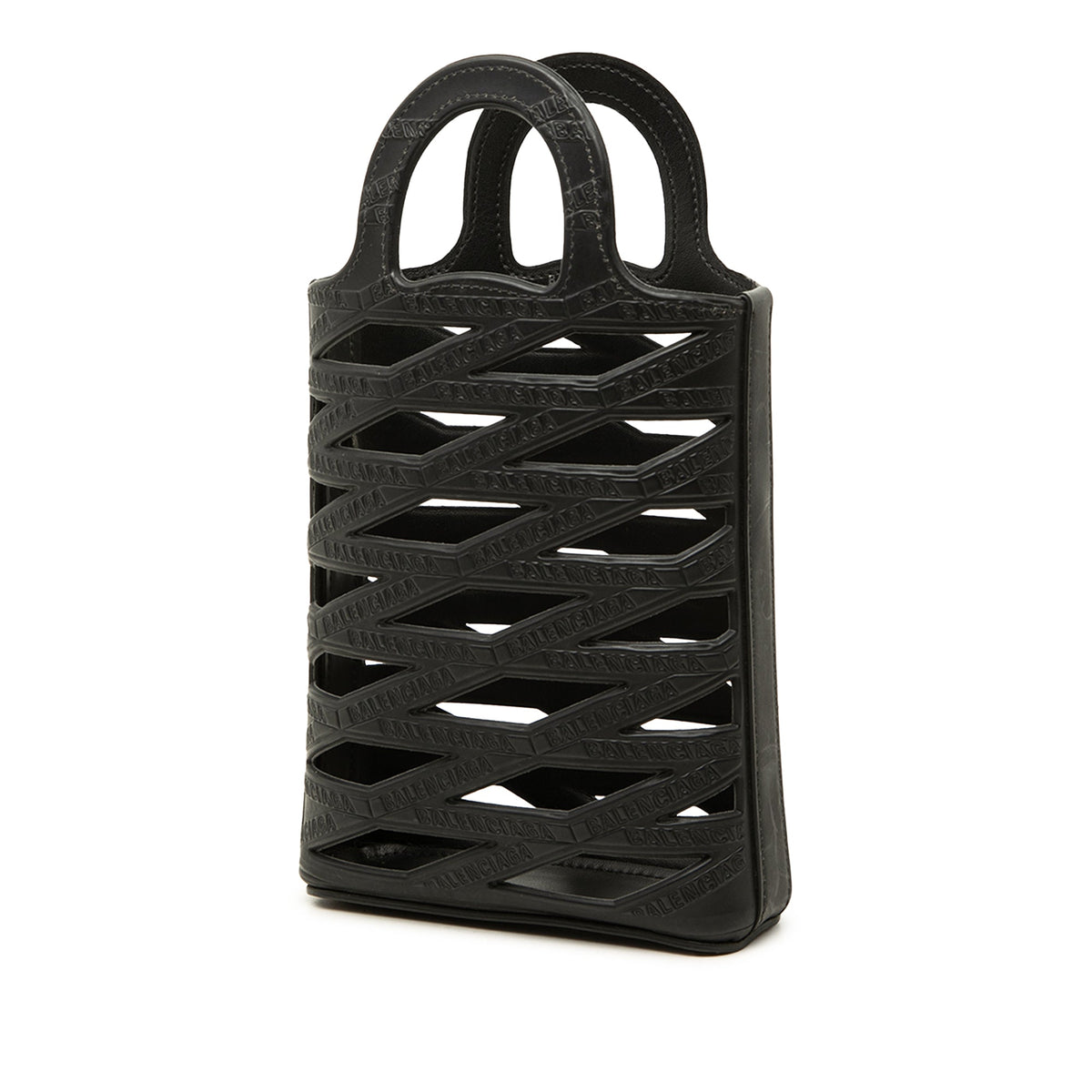 Balenciaga Leather Neo Basket Phone Holder — Black