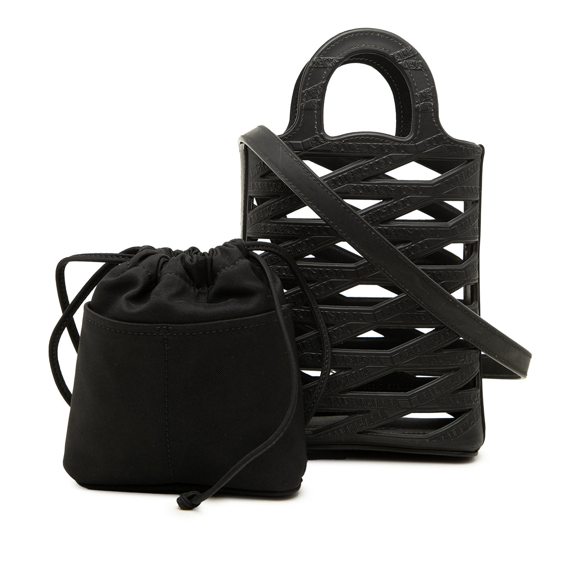Balenciaga Leather Neo Basket Phone Holder — Black
