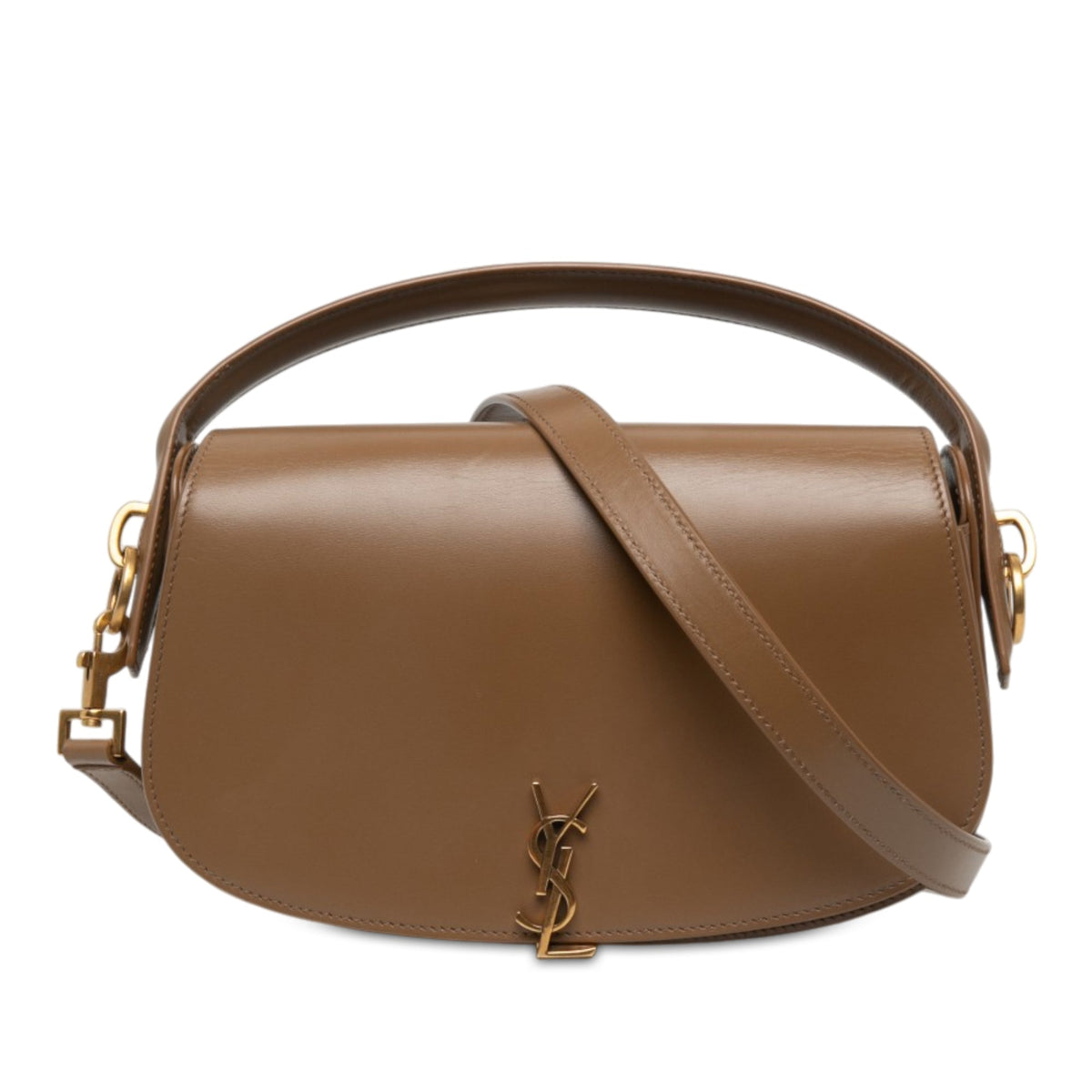 Saint Laurent Calfskin Voltaire Top Handle Bag — Brown