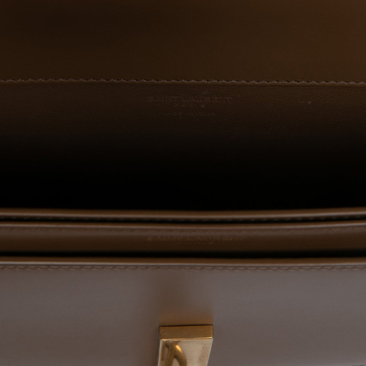 Saint Laurent Calfskin Voltaire Top Handle Bag — Brown