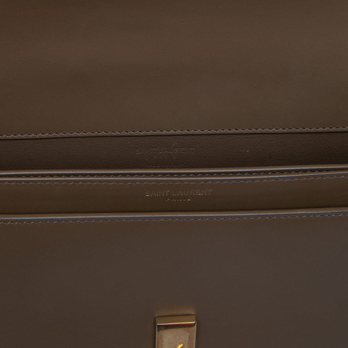 Saint Laurent Calfskin Voltaire Top Handle Bag — Brown