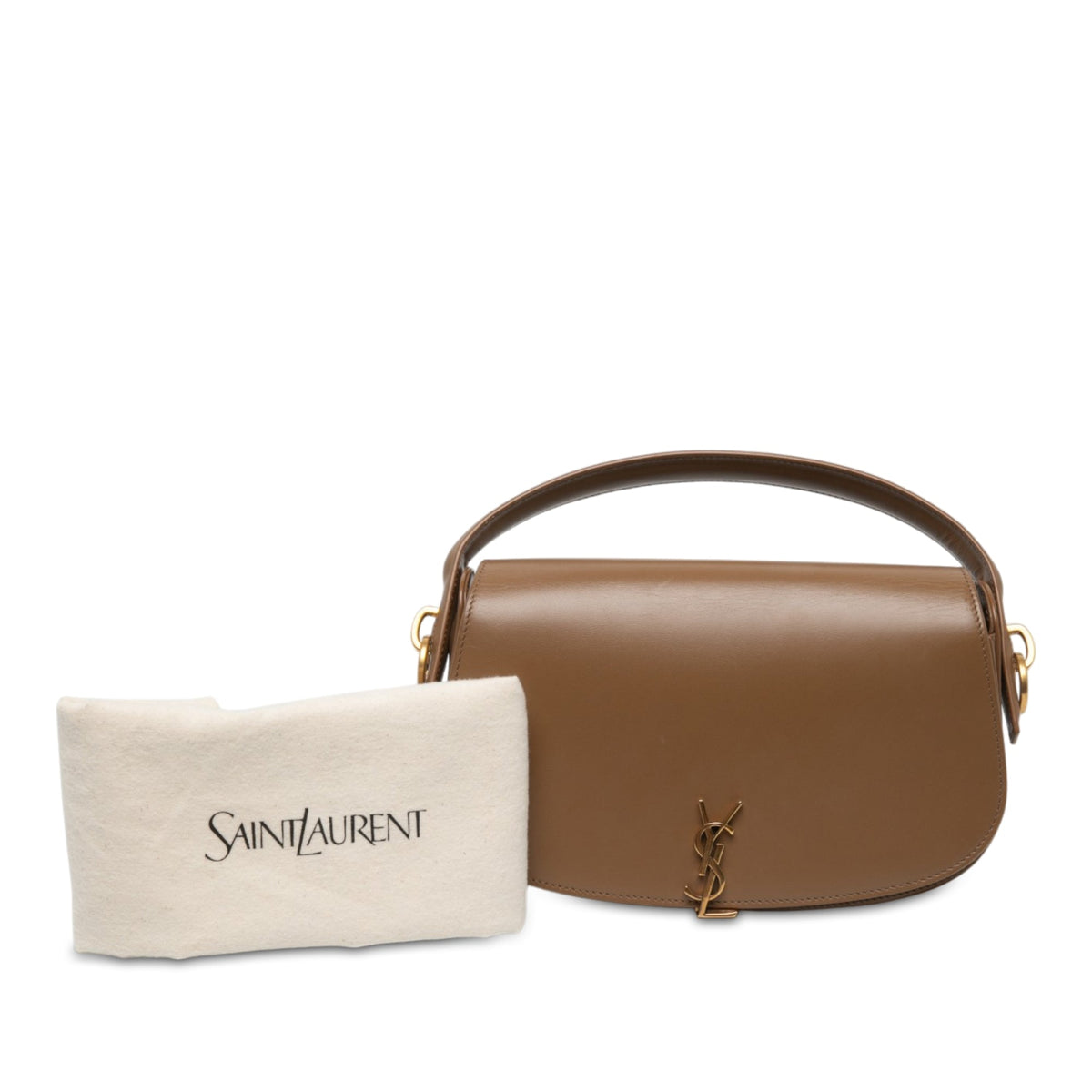Saint Laurent Calfskin Voltaire Top Handle Bag — Brown
