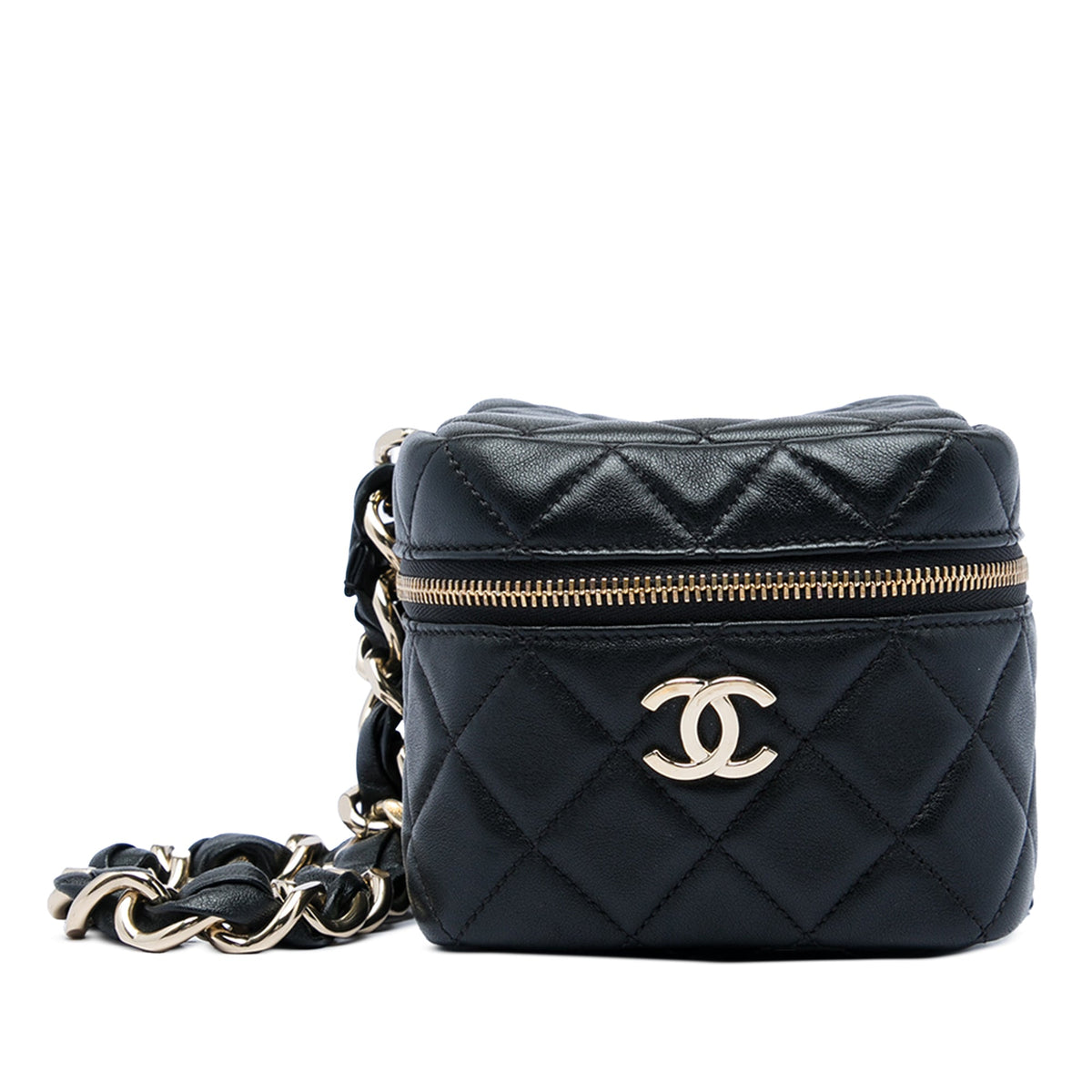 Chanel CC Quilted Lambskin Cube Wristlet Vanity Case