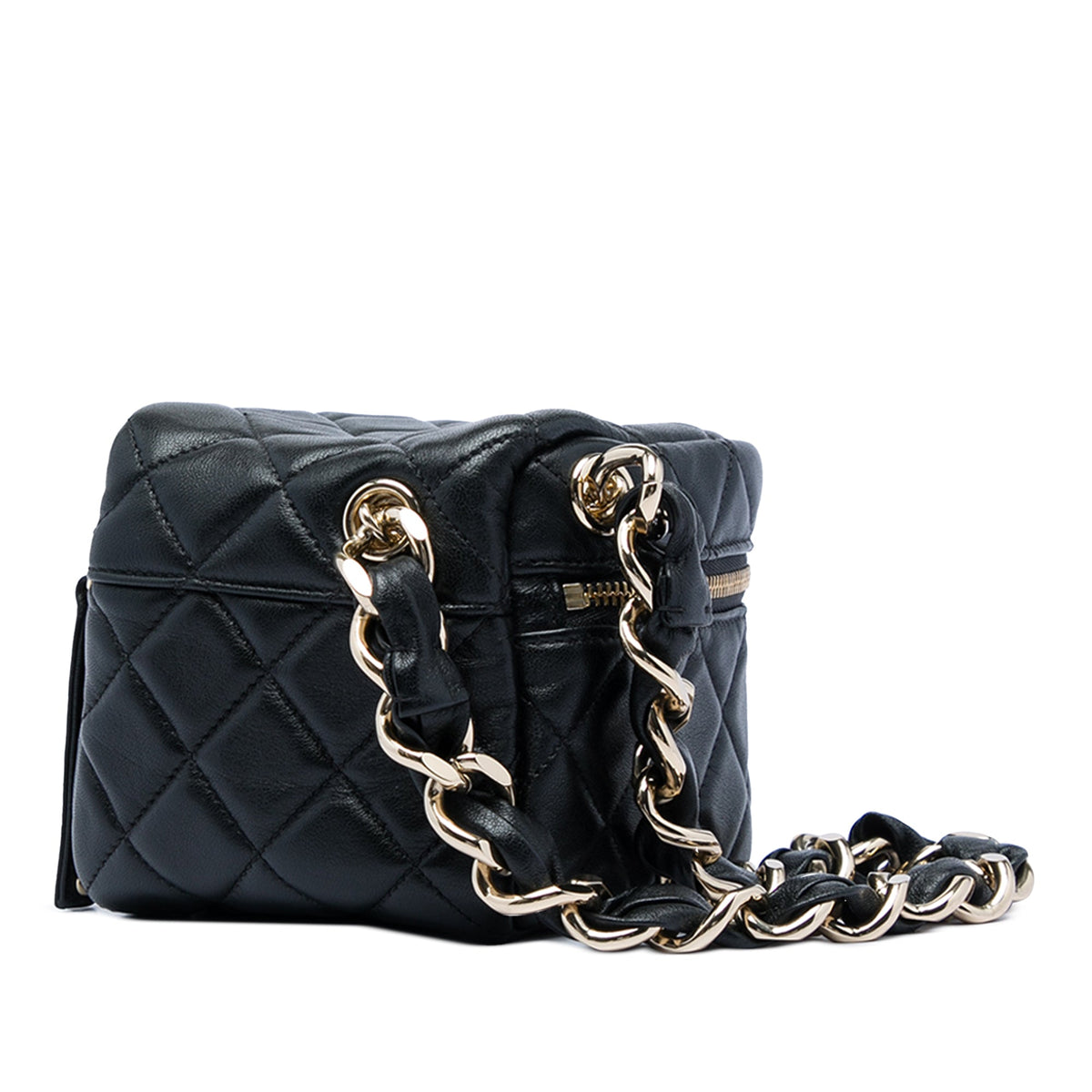 Chanel CC Quilted Lambskin Cube Wristlet Vanity Case