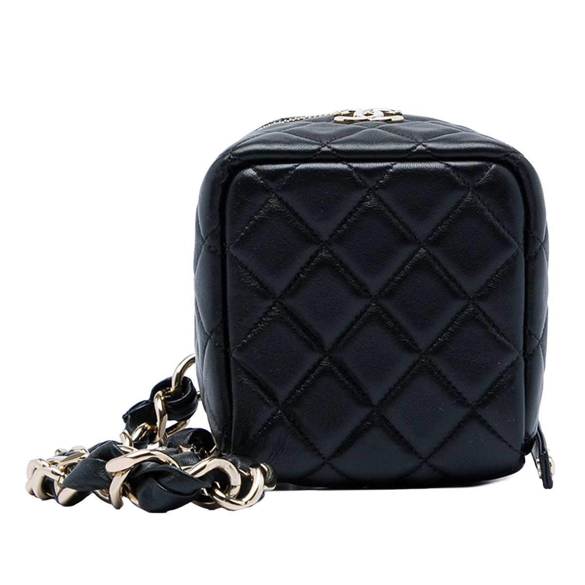 Chanel CC Quilted Lambskin Cube Wristlet Vanity Case