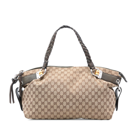 Gucci Medium GG Canvas Bamboo Bar Tote
