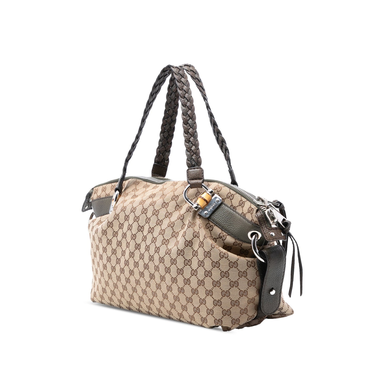 Gucci Medium GG Canvas Bamboo Bar Tote