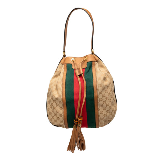 Gucci GG Canvas Web Rania Drawstring Hobo
