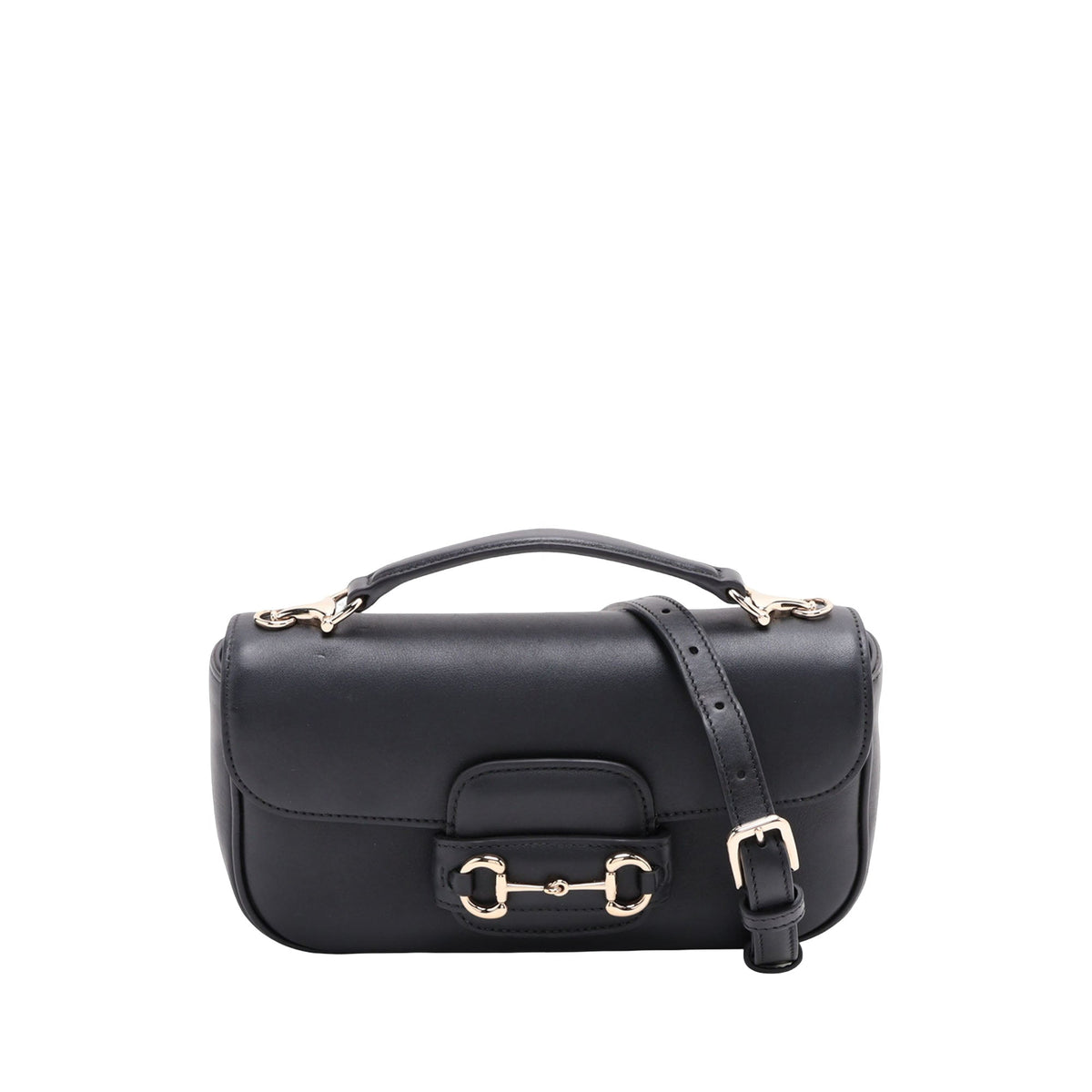 Gucci Calfskin Horsebit 1955 Top Handle Bag — Black