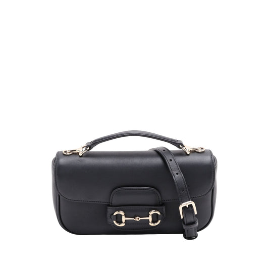 Gucci Calfskin Horsebit 1955 Top Handle Bag — Black