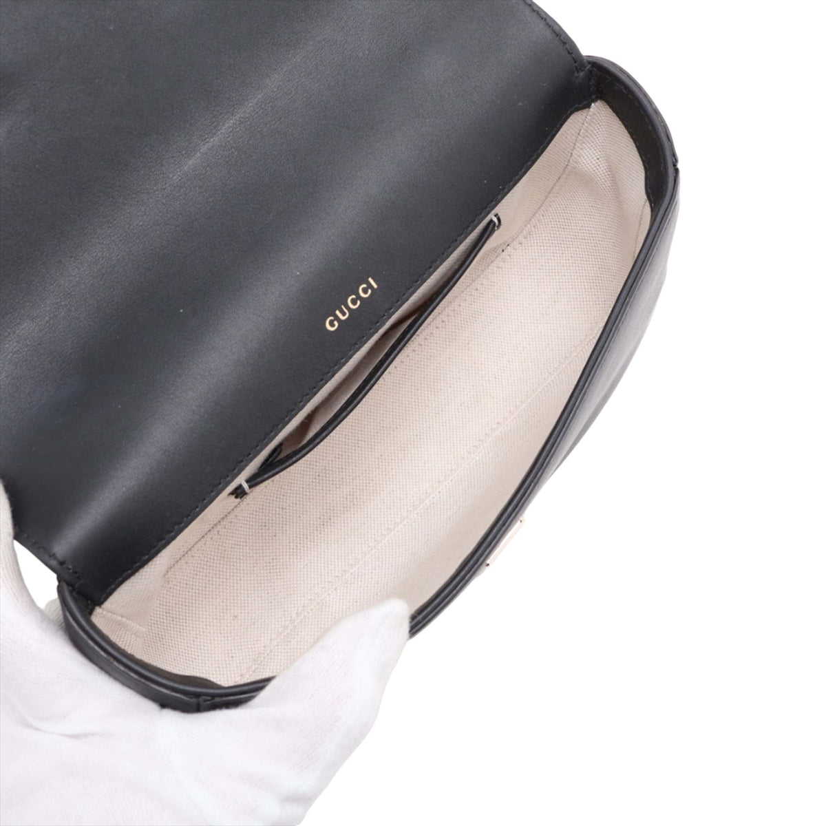 Gucci Calfskin Horsebit 1955 Top Handle Bag — Black