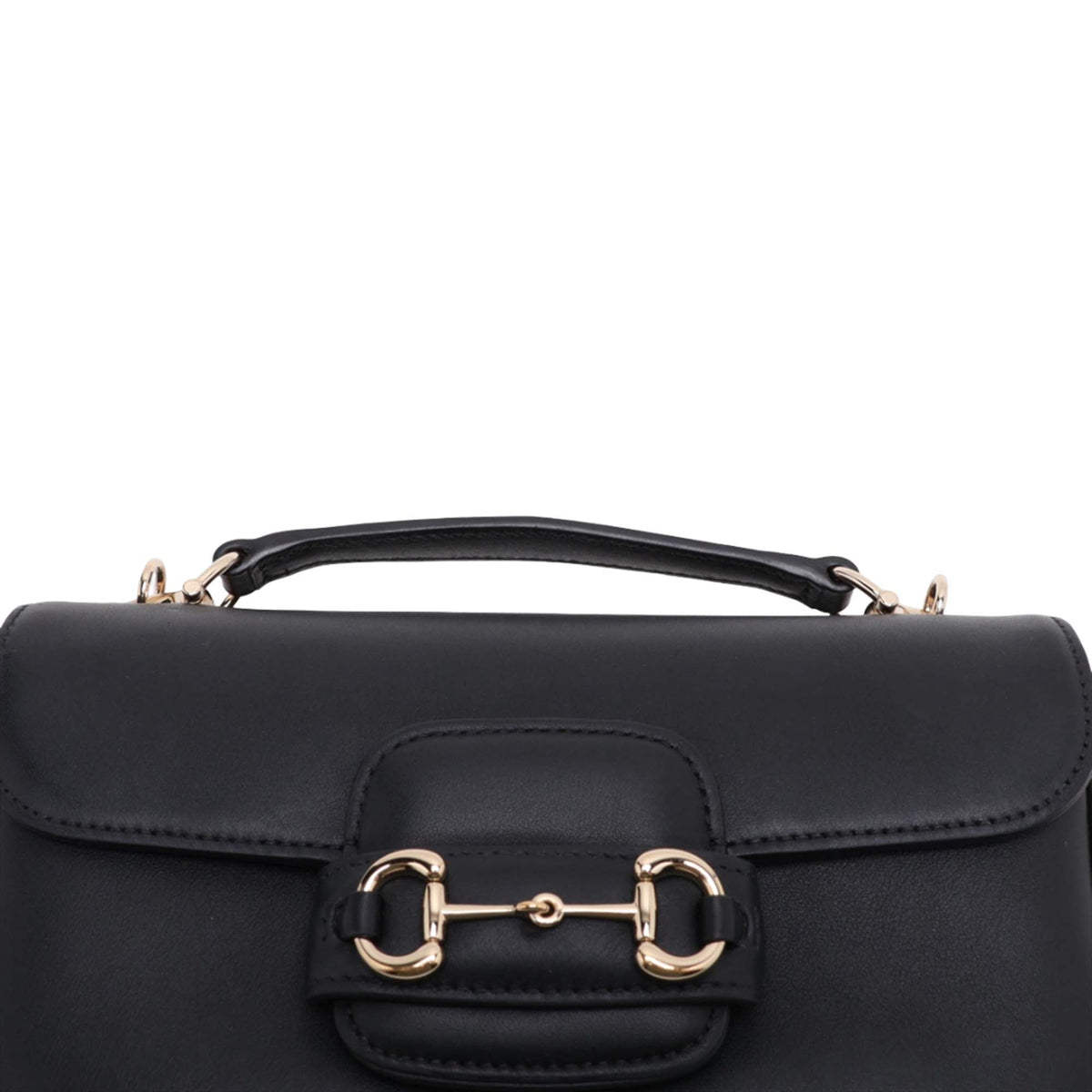 Gucci Calfskin Horsebit 1955 Top Handle Bag — Black