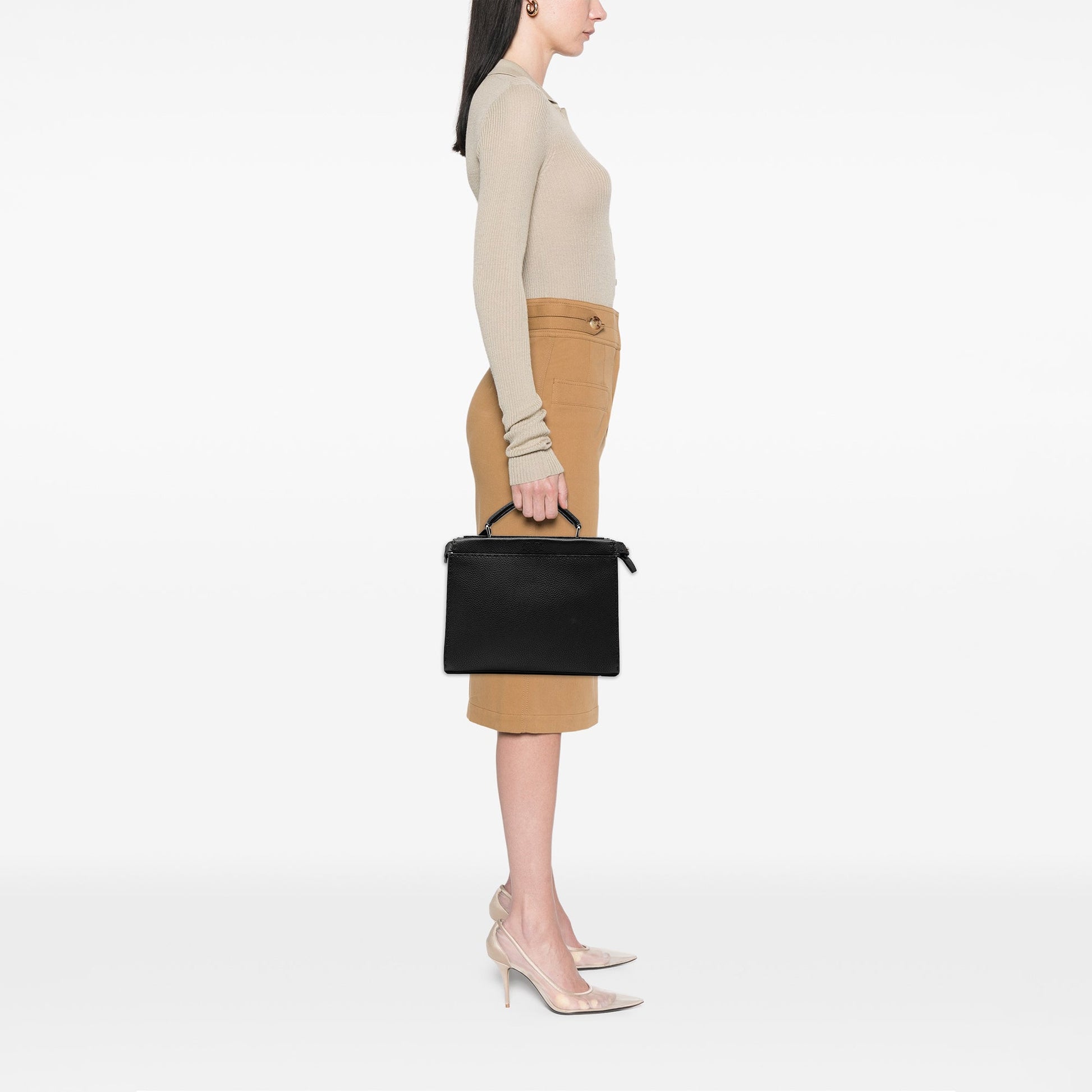 Fendi Mini Calfskin Romano Selleria Peekaboo Iconic Fit Satchel