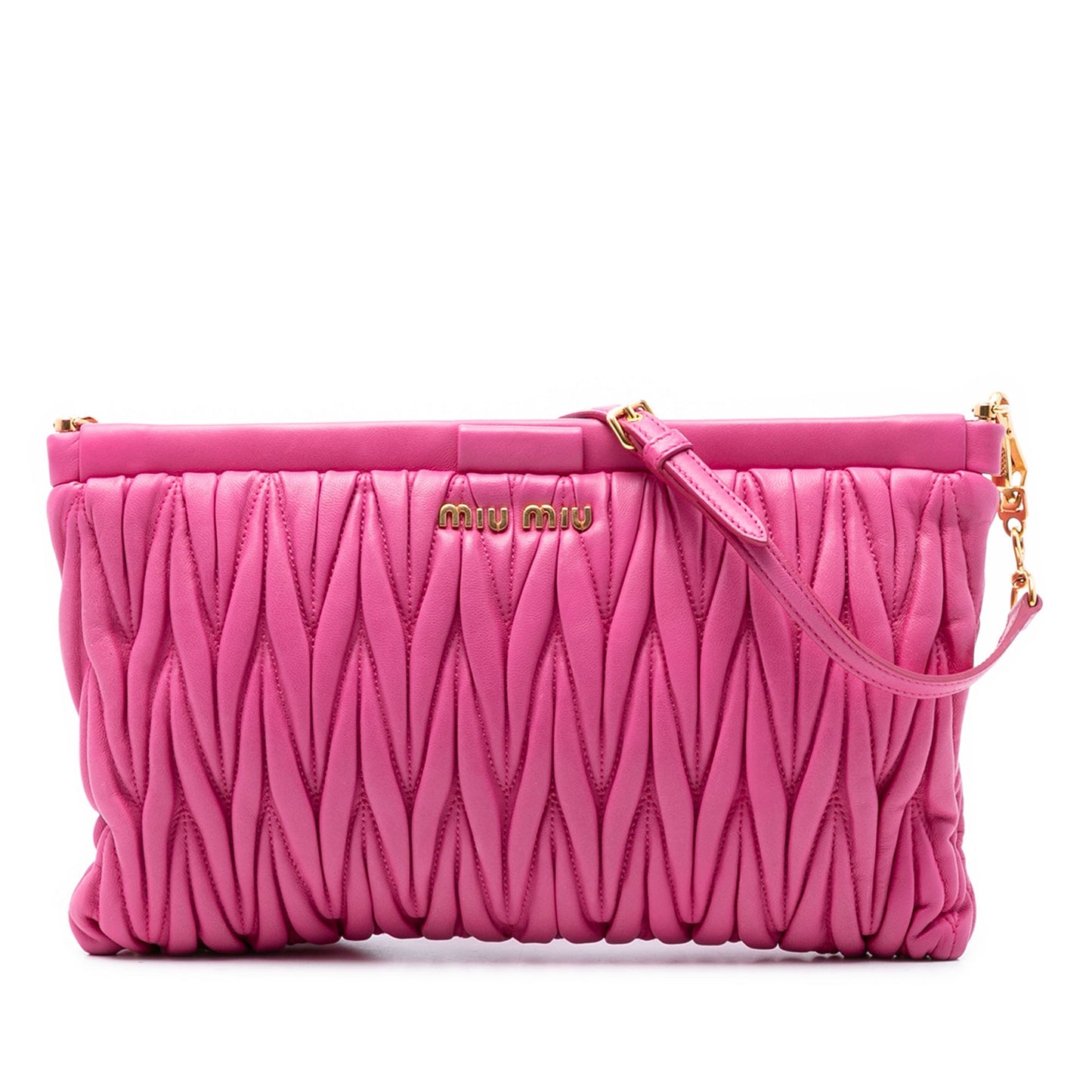 Miu Miu Matelasse Nappa Frame Clutch with Strap