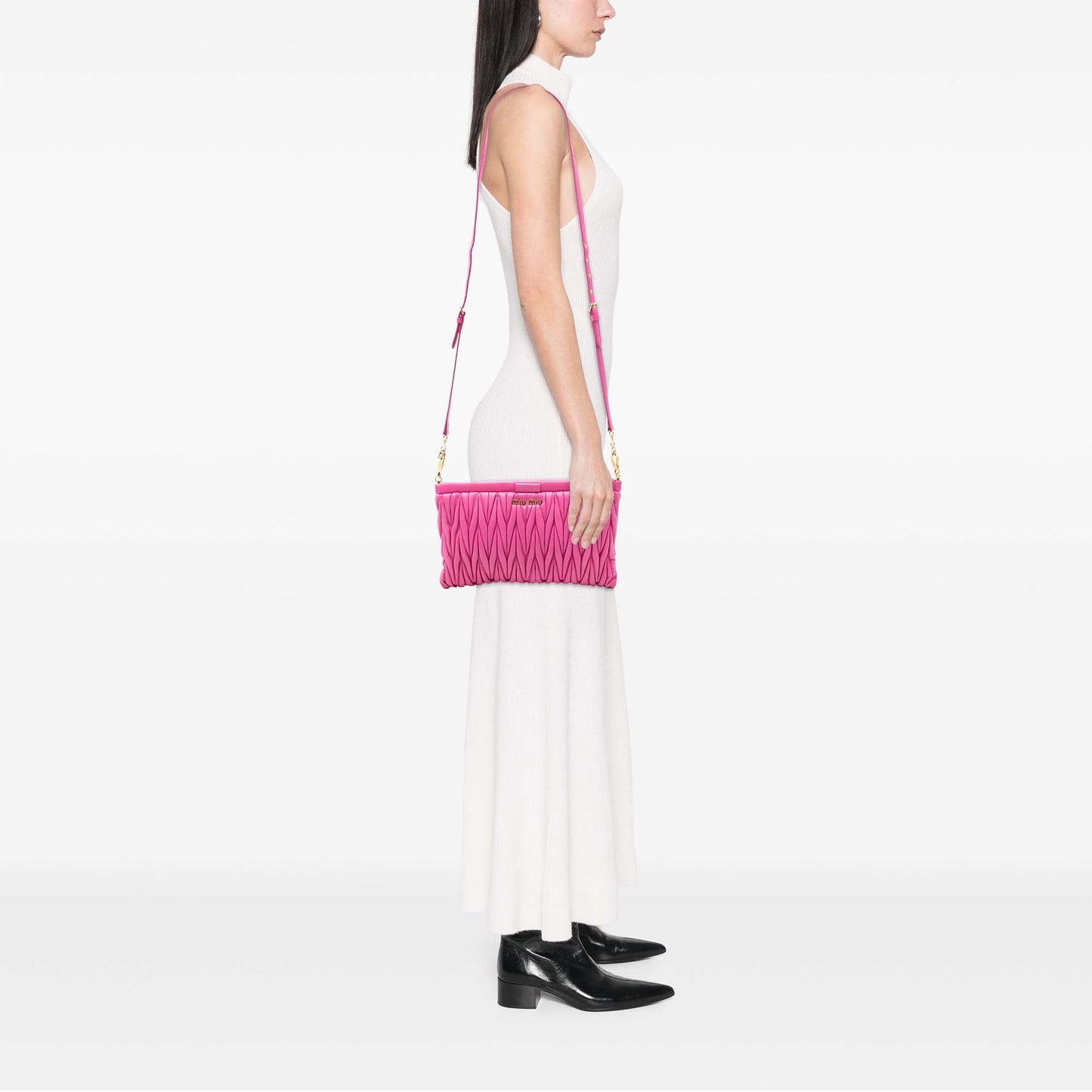 Miu Miu Matelasse Nappa Frame Clutch with Strap