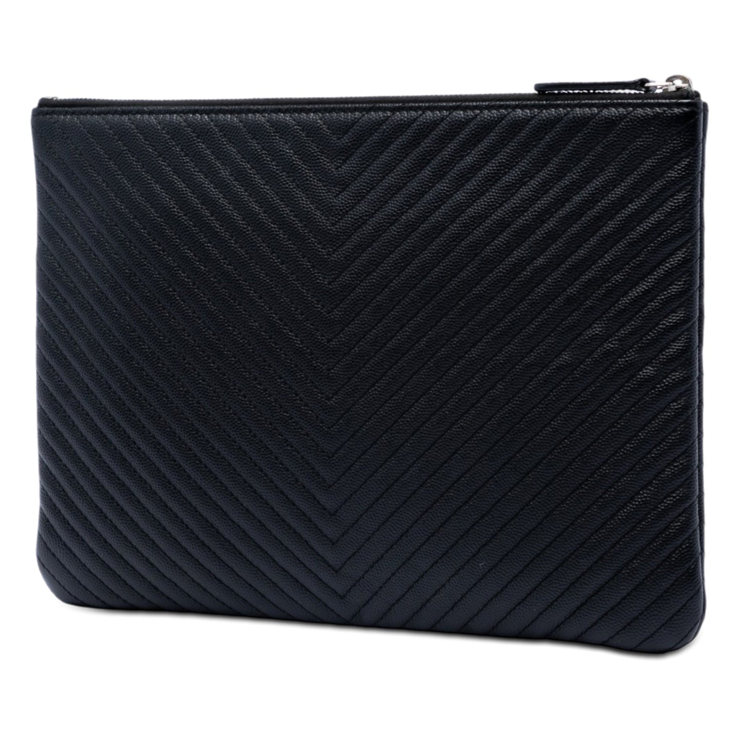 Chanel Medium CC Chevron Caviar O Case Clutch