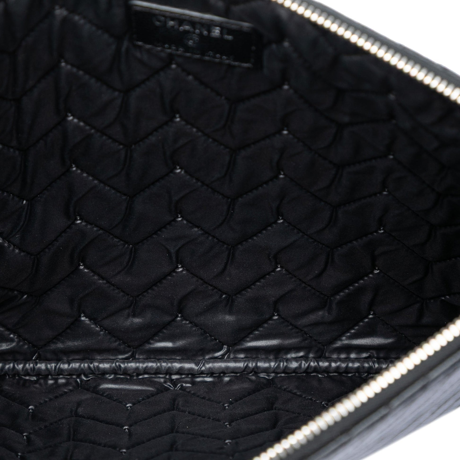 Chanel Medium CC Chevron Caviar O Case Clutch