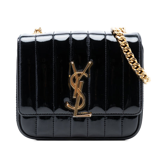 Saint Laurent Small Patent Monogram Vicky Chain Bag