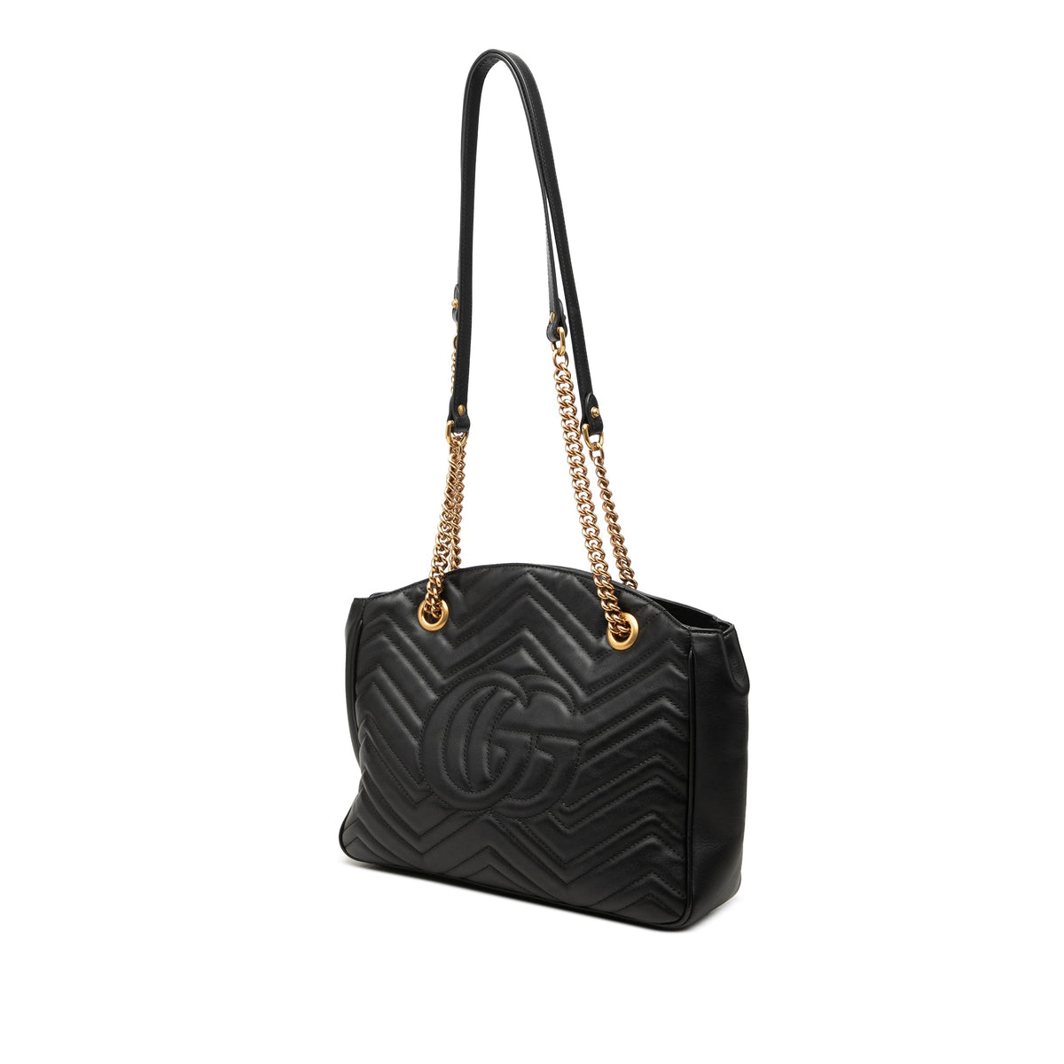 Gucci Medium GG Marmont Matelasse Calfskin Chain Shoulder Bag — Black