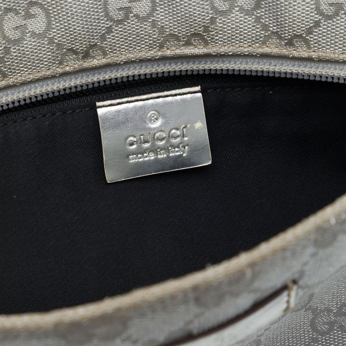 Gucci GG Canvas Web Crossbody — Silver