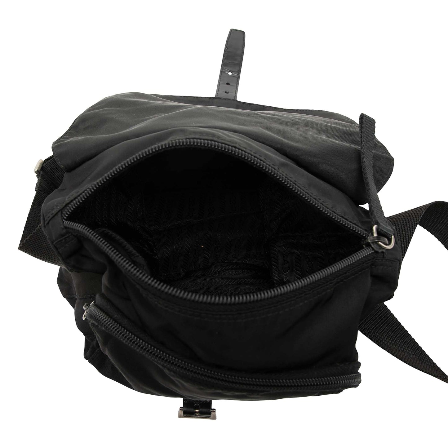 Prada Tessuto Zip Buckle Messenger Bag