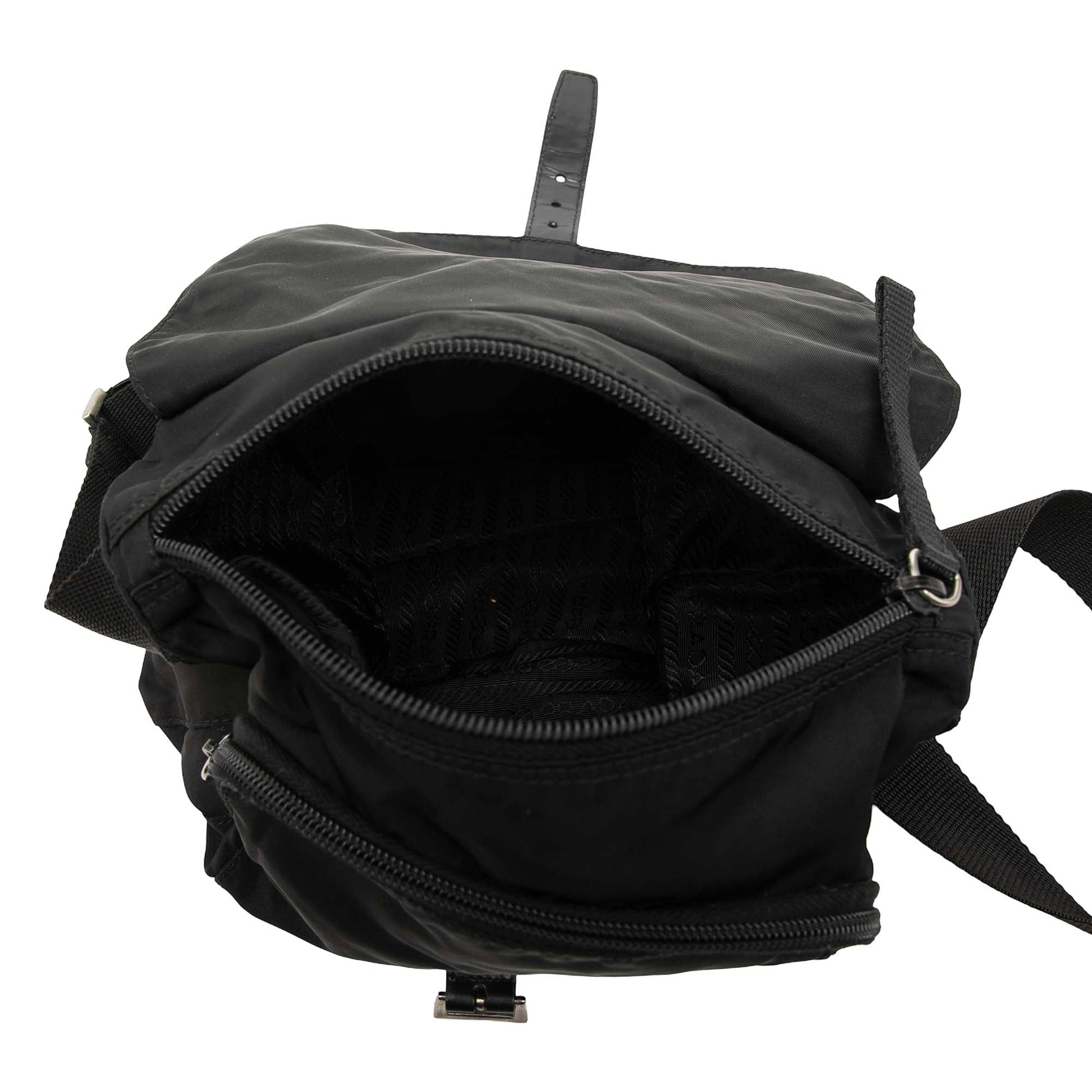 Prada Tessuto Zip Buckle Messenger Bag