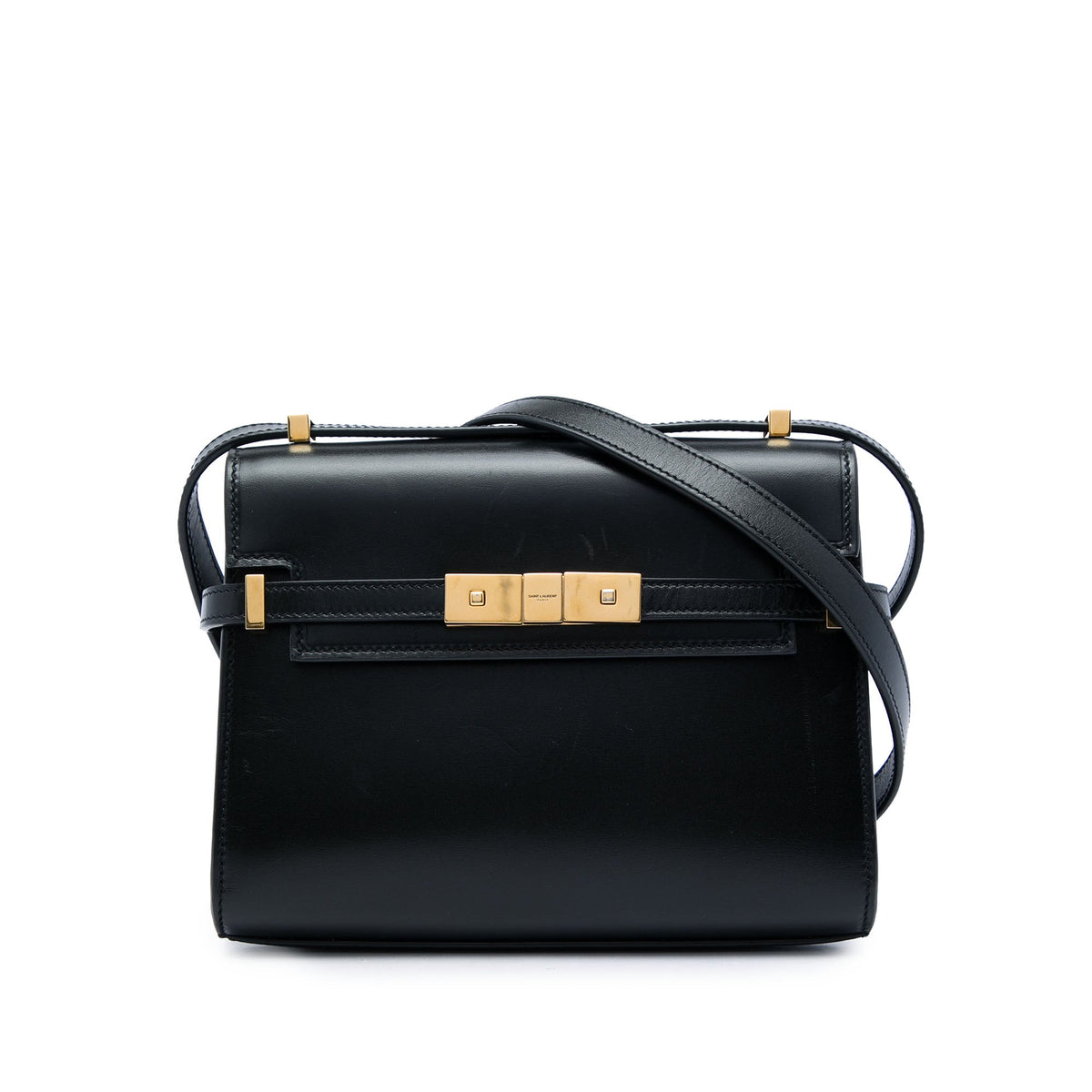Saint Laurent Mini Smooth Calfskin Manhattan Crossbody — Black