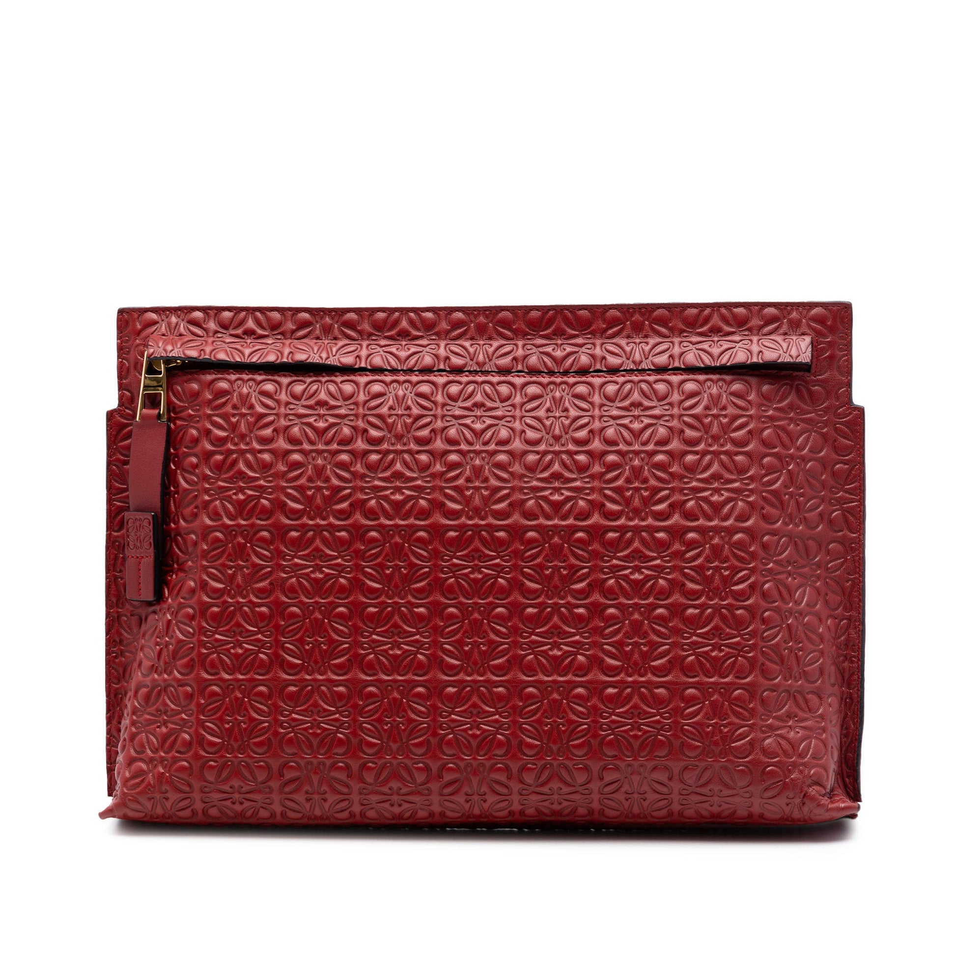 LOEWE Embossed Anagram Leather Repeat T Clutch