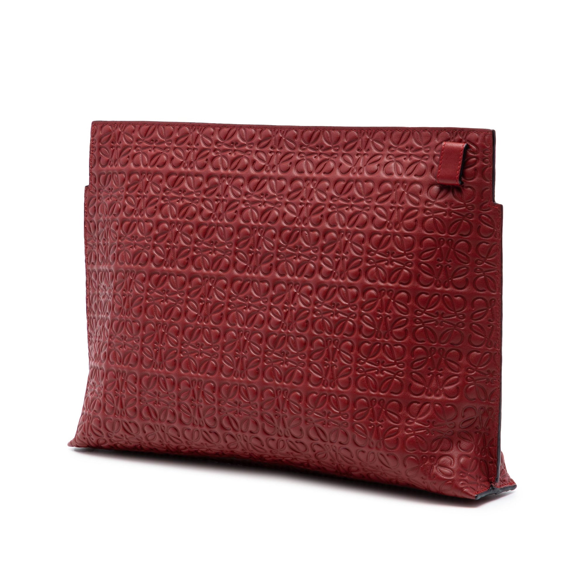 LOEWE Embossed Anagram Leather Repeat T Clutch